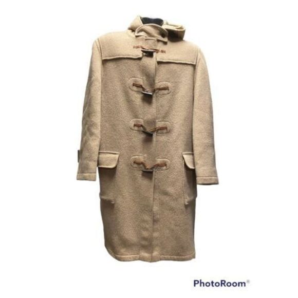 VTG Gloverall Wool Duffle Coat Tartan Lined Jacket Camel Size 42L Horn Toggle - Picture 3 of 9